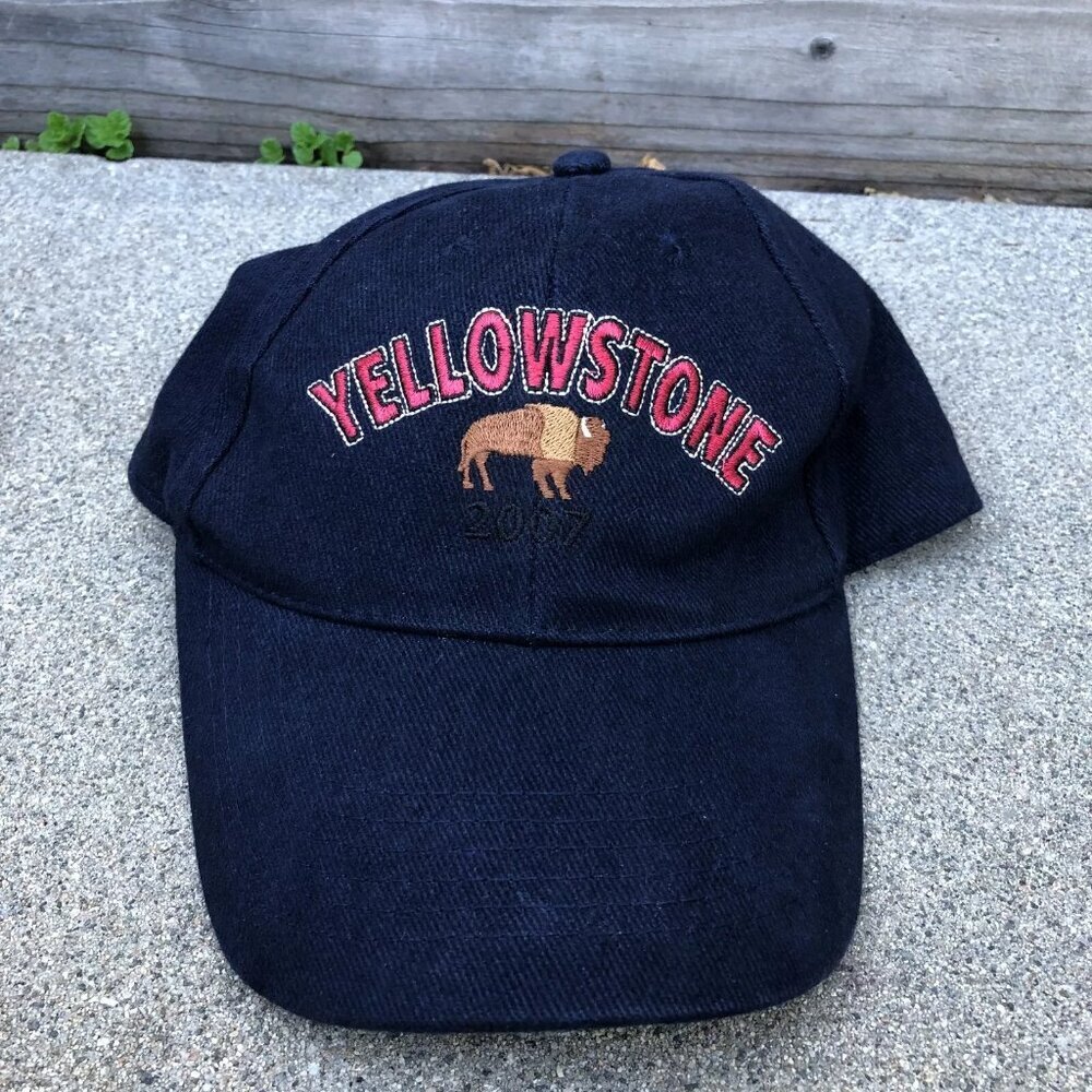 YELLOWSTONE NATIONAL PARK 2007 Hat Men's One Size Baseball Cap Blue Bison Cotton
